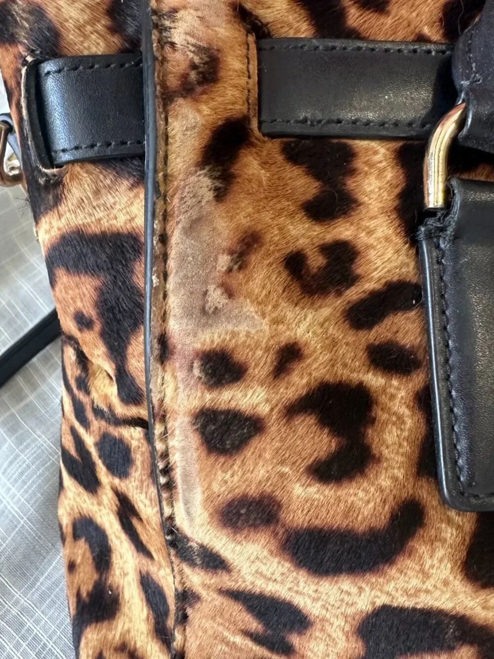 Michael Kors Hamilton Leopard Calf Hair Satchel